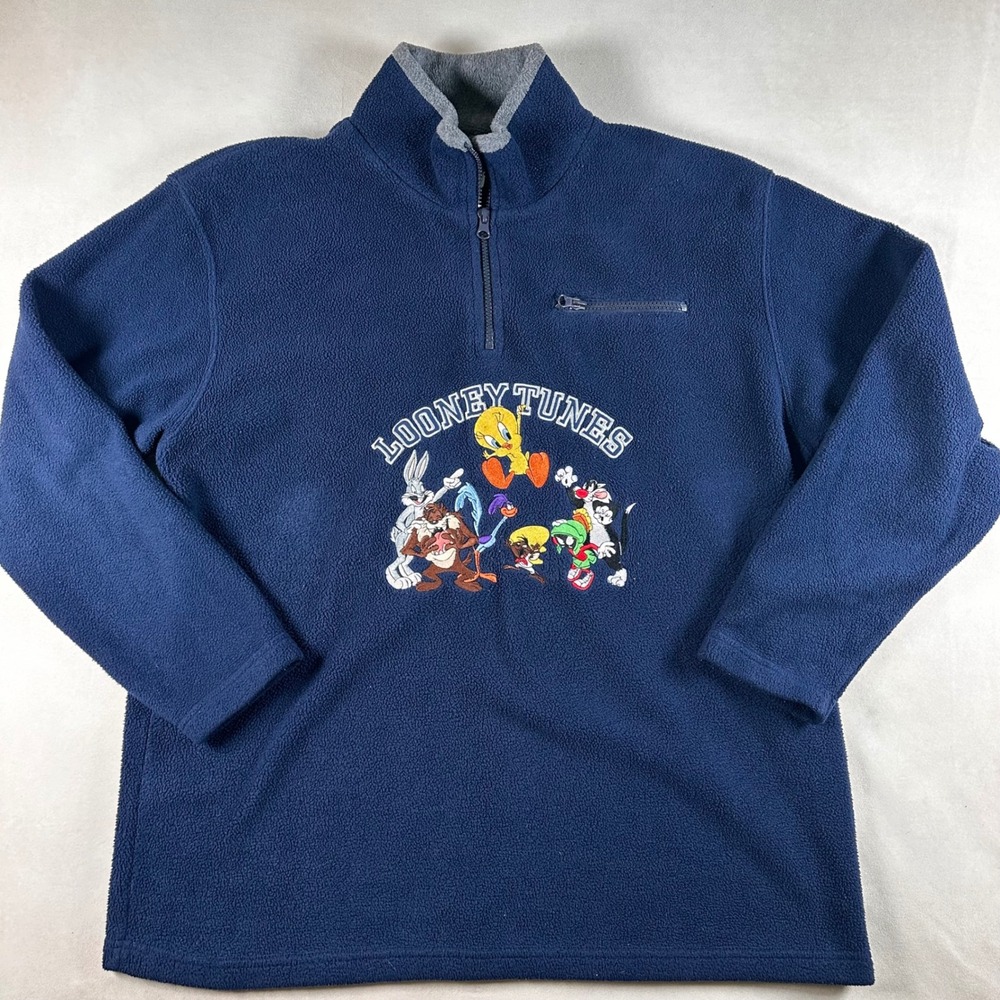 Vintage 2000 Looney Tunes Fleece L Warner Bros Studio Store Embroidered Y2K